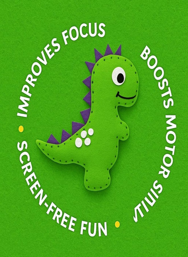 iCraft DIY Felt Keychain Kit for Kids - Easy Sew Plush Craft for Fine Motor Skills & Parent-Child Fun - Ages 6-12 (Dinosaur) - Image 4